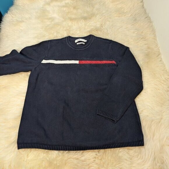 Vintage Tommy Hilfiger Navy Blue Crewneck Sweater Women Size 2XL - Picture 1 of 5